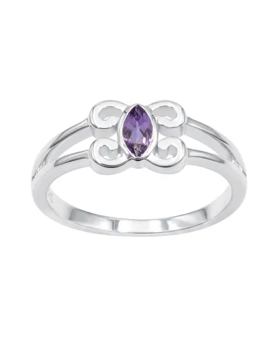 Amethyst Marquise Ring 925 Sterling Silver - Handmade Jewelry for Her