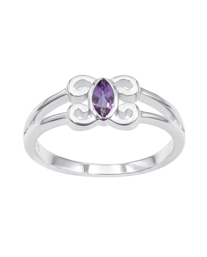 Amethyst Marquise Ring 925 Sterling Silver - Handmade Jewelry for Her
