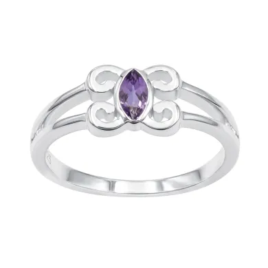 Amethyst Marquise Ring 925 Sterling Silver - Handmade Jewelry for Her