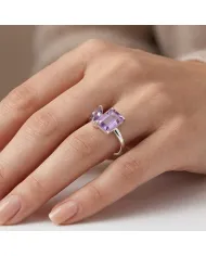 Two-Stone Amethyst Ring | 925 Sterling Silver Handmade Gift for Women