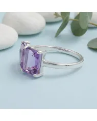 Two-Stone Amethyst Ring | 925 Sterling Silver Handmade Gift for Women