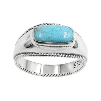 Arizona Turquoise Men's Ring, 925 Sterling Silver Handmade Jewelry
