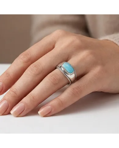 Arizona Turquoise Men's Ring, 925 Sterling Silver Handmade Jewelry