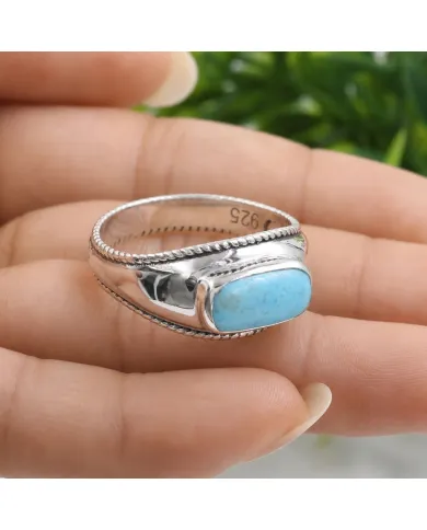 Arizona Turquoise Men's Ring, 925 Sterling Silver Handmade Jewelry