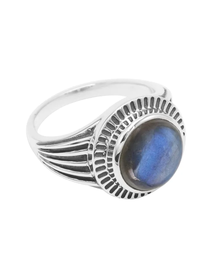 Labradorite Statement Ring - 925 Sterling Silver Vintage Boho Jewelry