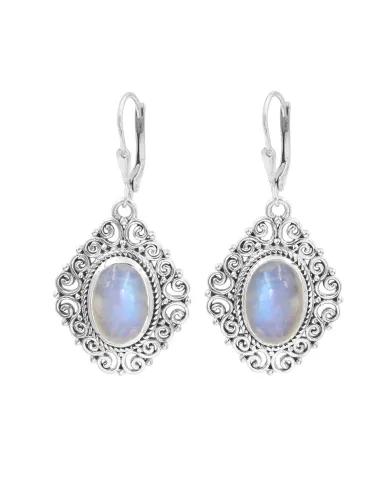 925 Sterling Silver Moonstone Filigree Dangle Earrings Gemstone Jewelry