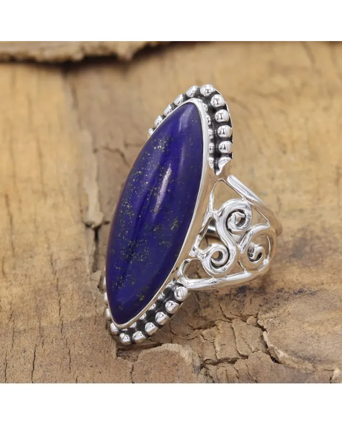 Lapis Lazuli Ring 925 Sterling Silver | Handmade Boho Style Jewelry