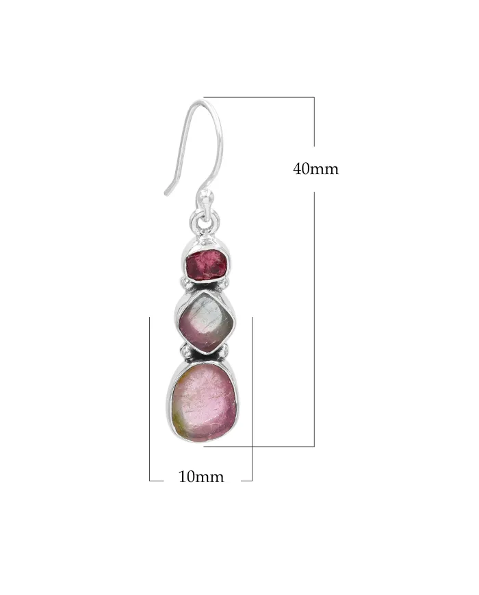 925 Sterling Silver Tourmaline Drop Earrings