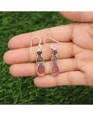 925 Sterling Silver Tourmaline Drop Earrings