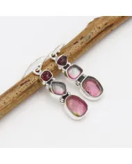 925 Sterling Silver Tourmaline Drop Earrings