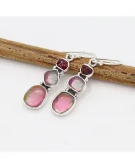 925 Sterling Silver Tourmaline Drop Earrings