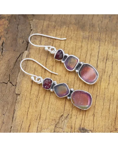 925 Sterling Silver Tourmaline Drop Earrings