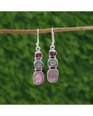 925 Sterling Silver Tourmaline Drop Earrings