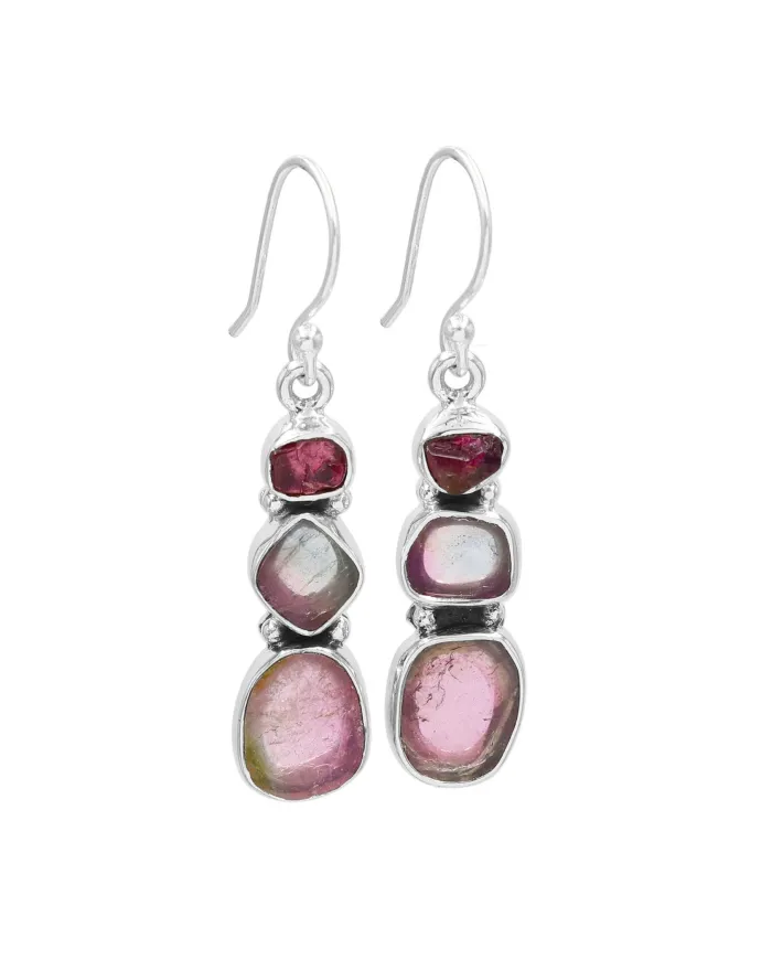 925 Sterling Silver Tourmaline Drop Earrings