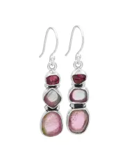 925 Sterling Silver Tourmaline Drop Earrings