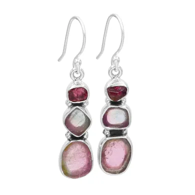 925 Sterling Silver Tourmaline Drop Earrings