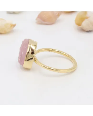Natural Morganite Ring 18K Gold-Plated | 925 Silver Handmade Jewelry