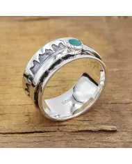 Emerald Spinner Ring - 925 Sterling Silver Anxiety & Fidget Jewelry