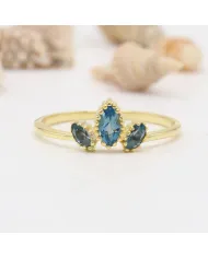 Tanzanite Ring, 18K Gold-Plated Silver Marquise Cut Gemstone Jewelry