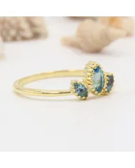 Tanzanite Ring, 18K Gold-Plated Silver Marquise Cut Gemstone Jewelry