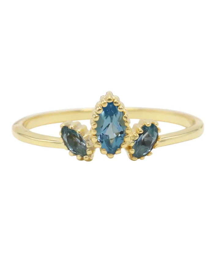 Tanzanite Ring, 18K Gold-Plated Silver Marquise Cut Gemstone Jewelry