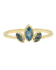 Tanzanite Ring, 18K Gold-Plated Silver Marquise Cut Gemstone Jewelry