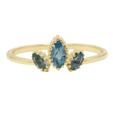 Tanzanite Ring, 18K Gold-Plated Silver Marquise Cut Gemstone Jewelry