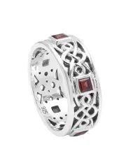 925 Sterling Silver Celtic Knot Garnet Ring | Handmade Band Ring