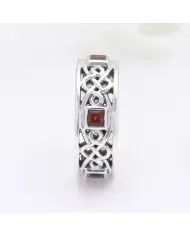 925 Sterling Silver Celtic Knot Garnet Ring | Handmade Band Ring