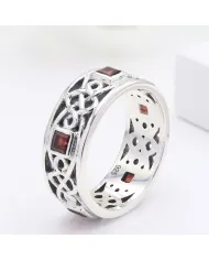 925 Sterling Silver Celtic Knot Garnet Ring | Handmade Band Ring
