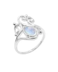 Rainbow Moonstone Ring | 925 Sterling Silver Handmade Filigree Ring