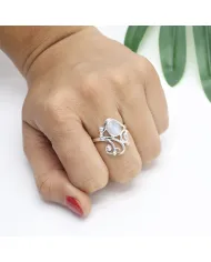 Rainbow Moonstone Ring | 925 Sterling Silver Handmade Filigree Ring