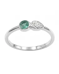 Emerald Leaf Ring | 925 Sterling Silver Handmade Green Gemstone Band