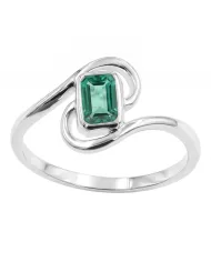 Emerald Bypass Swirl Ring • 925 Sterling Silver Green Gemstone Band