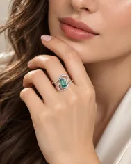 Emerald Bypass Swirl Ring • 925 Sterling Silver Green Gemstone Band