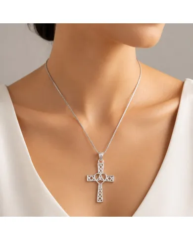 925 Sterling Silver Celtic Infinity Knot Christian Cross Religious Pendant