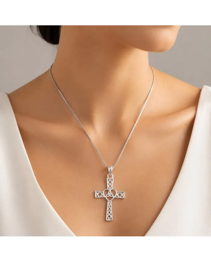 925 Sterling Silver Celtic Infinity Knot Christian Cross Religious Pendant