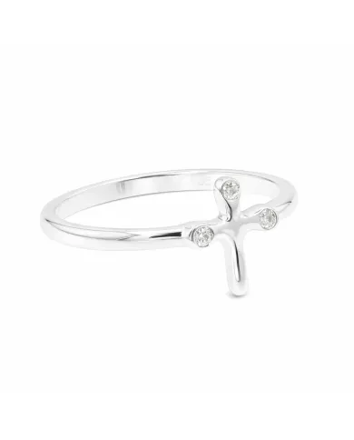 925 Sterling Silver Swarovski Crystal Cross Ring Religious Jewelry