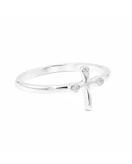 925 Sterling Silver Swarovski Crystal Cross Ring Religious Jewelry