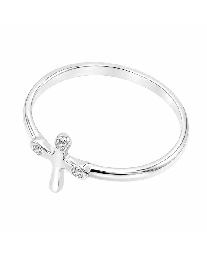 925 Sterling Silver Swarovski Crystal Cross Ring Religious Jewelry