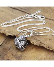 Raw Meteorite Pendant Necklace, 925 Sterling Silver Celestial Jewelry