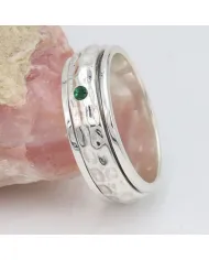 Green Gemstone Spinner Ring, 925 Sterling Silver Handmade Jewelry