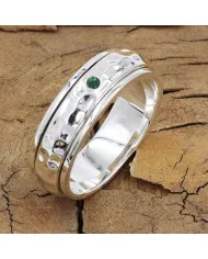 Green Gemstone Spinner Ring, 925 Sterling Silver Handmade Jewelry