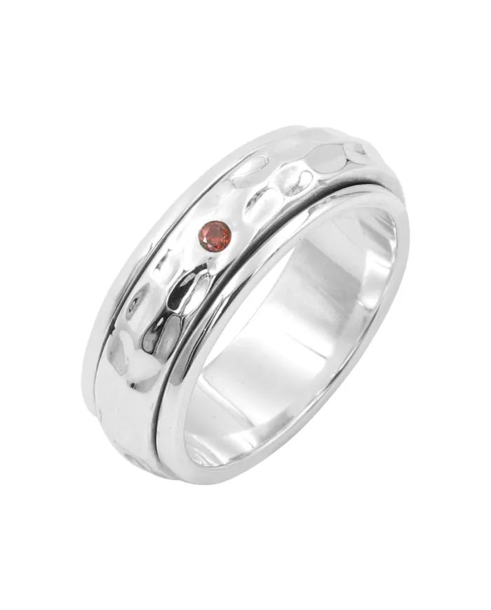 Garnet Spinner Ring, 925 Sterling Silver Handmade Jewelry