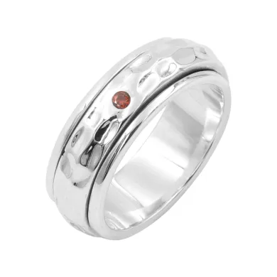 Garnet Spinner Ring, 925 Sterling Silver Handmade Jewelry
