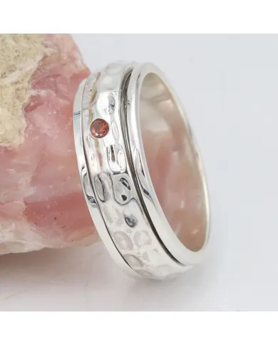 Garnet Spinner Ring, 925 Sterling Silver Handmade Jewelry
