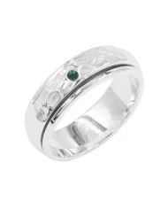 Green Gemstone Spinner Ring, 925 Sterling Silver Handmade Jewelry