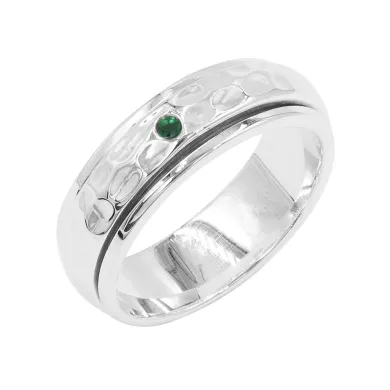 Green Gemstone Spinner Ring, 925 Sterling Silver Handmade Jewelry