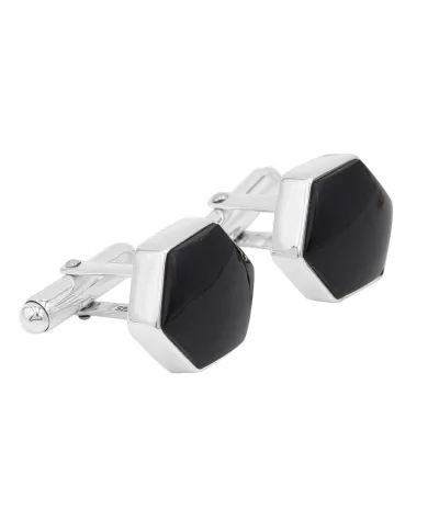 Premium Natural Black Onyx Cufflinks – Timeless Sterling Silver Design