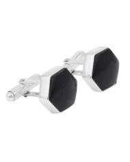 Premium Natural Black Onyx Cufflinks – Timeless Sterling Silver Design